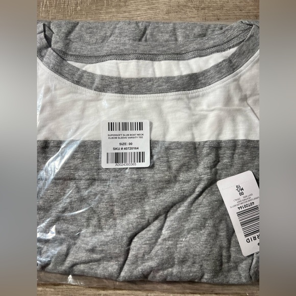 Torrid Super Soft Slub Boat Neck Elbow Sleeve Varsity Tee top shirt 00 0X 1X 2X - Picture 11 of 11